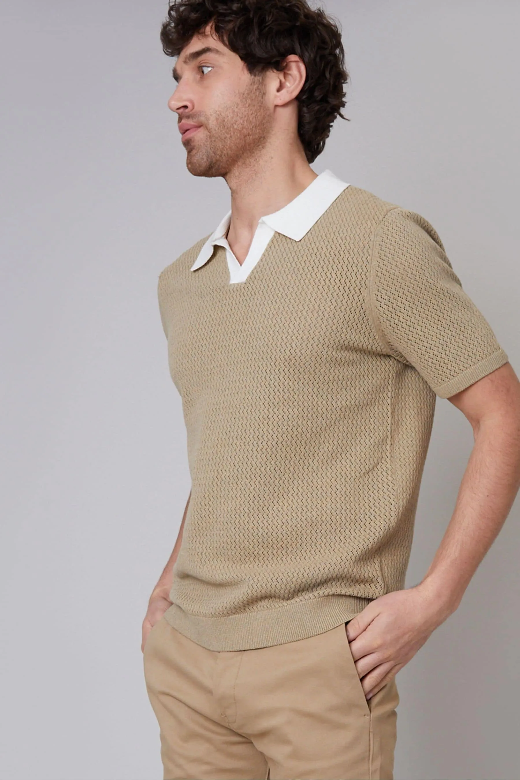 Threadbare - Trophy - Polo lavorata a maglia in misto cotone Manica corta sullo scollo