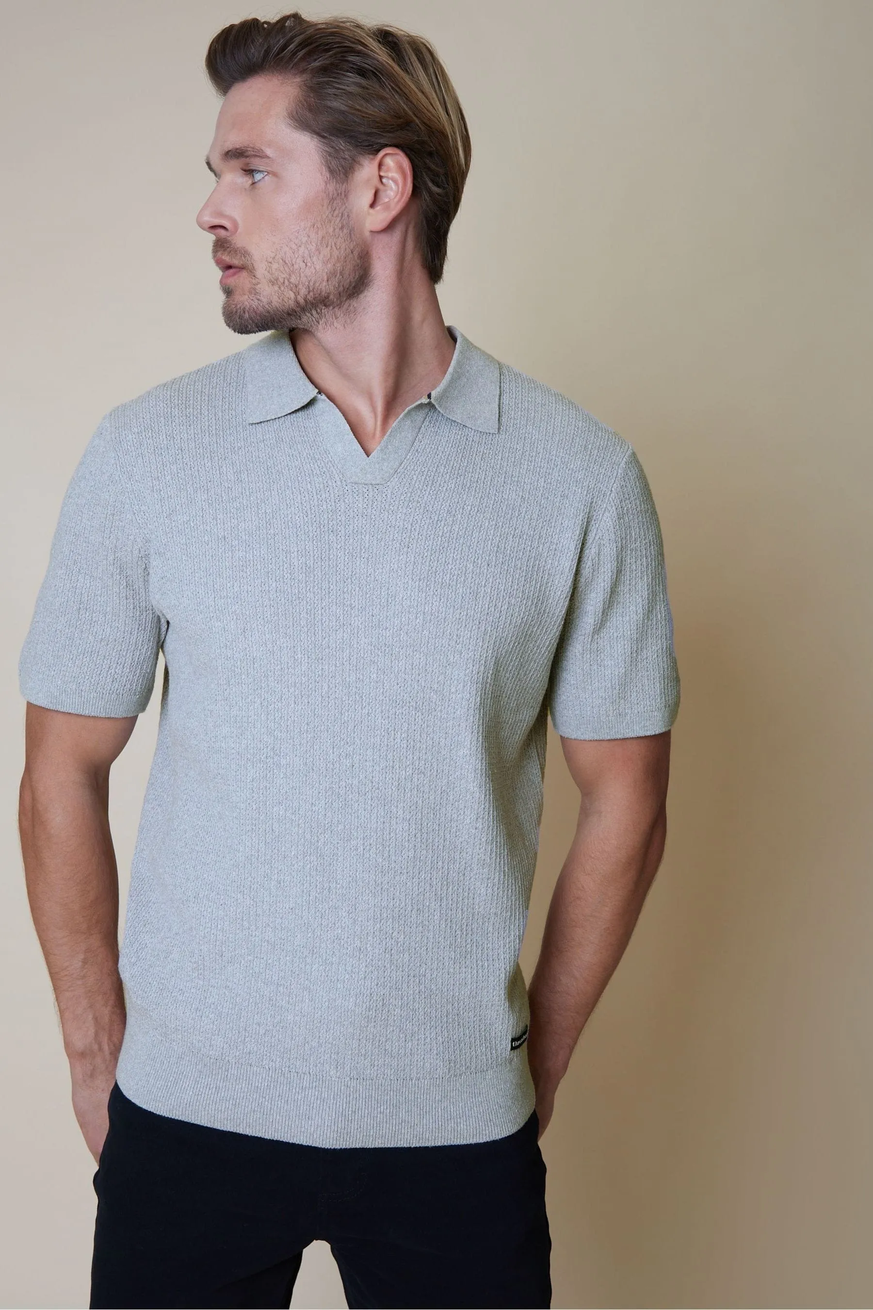 Threadbare - Trophy - Polo lavorata a maglia in misto cotone Manica corta sullo scollo