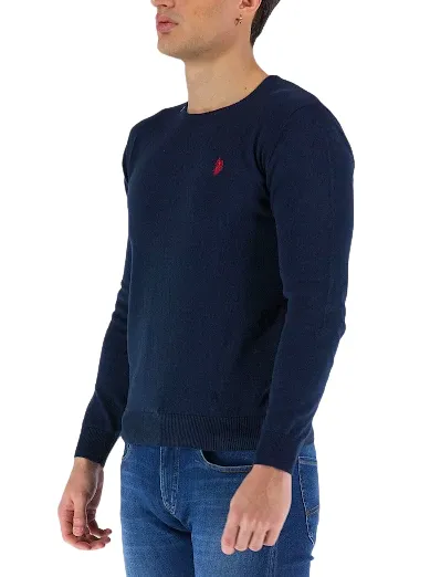 US Polo Assn Men's crew neck sweater in Burt cotton 64878-53241 179 blue 