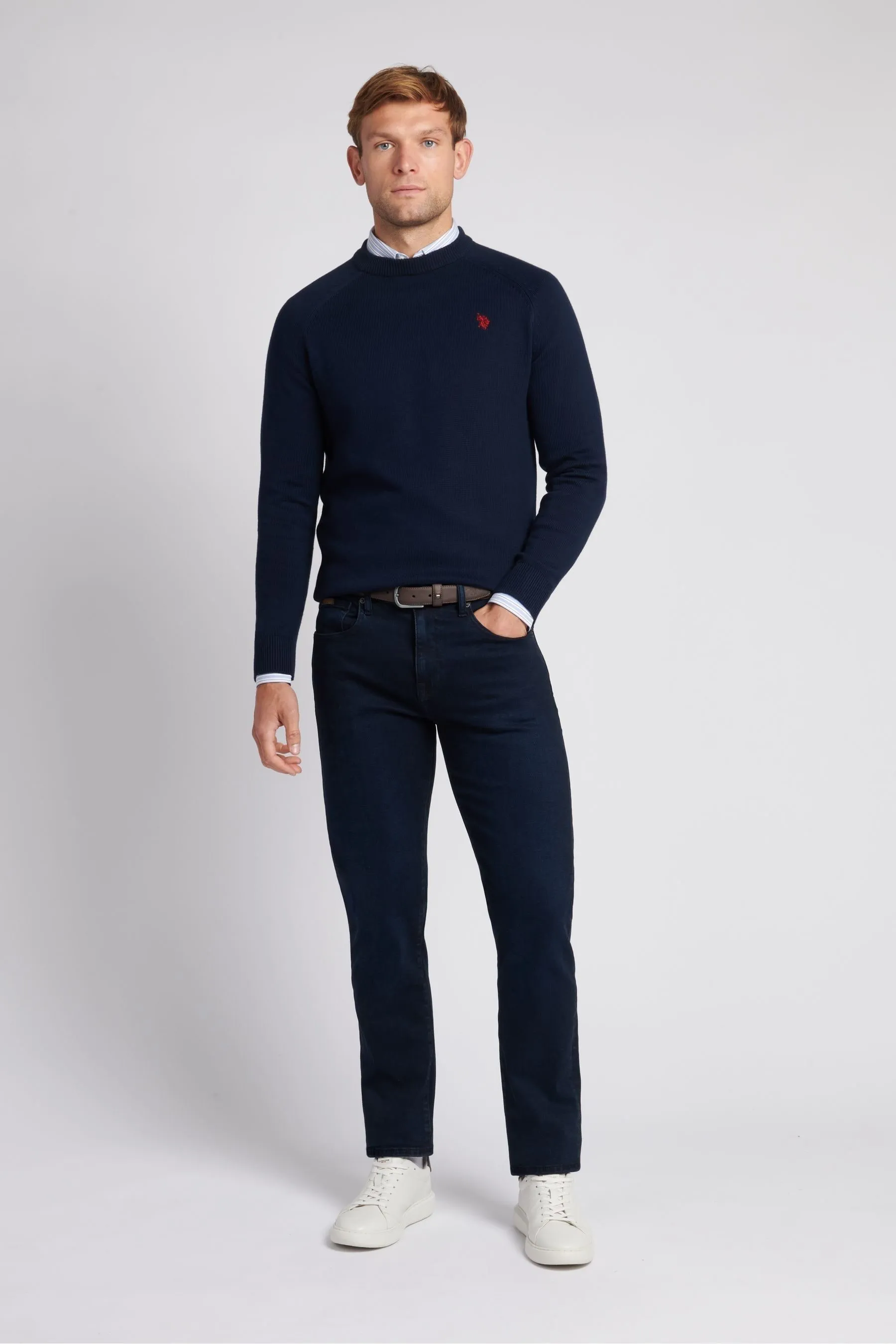 U.S. Polo Assn. Uomo Blu - Maglione girocollo in maglia