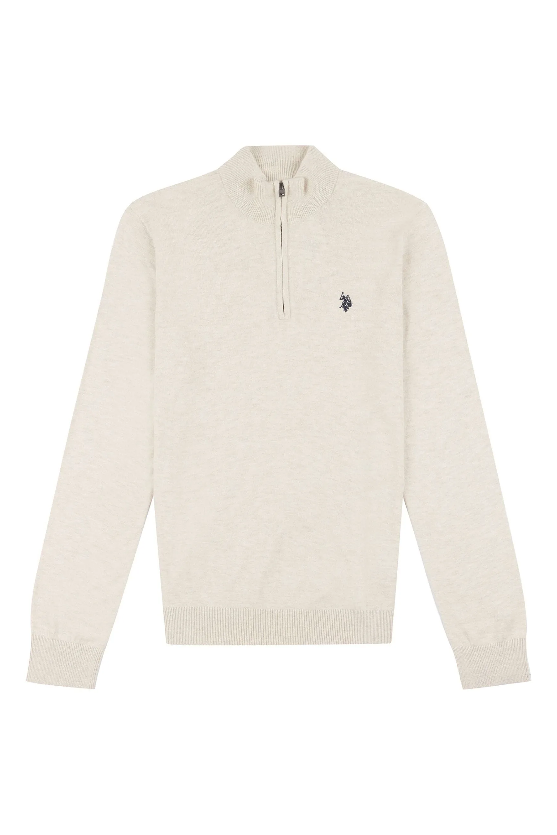 U.S. Polo Assn. Uomo Grigio Collo a imbuto maglia lavorata con zip corta