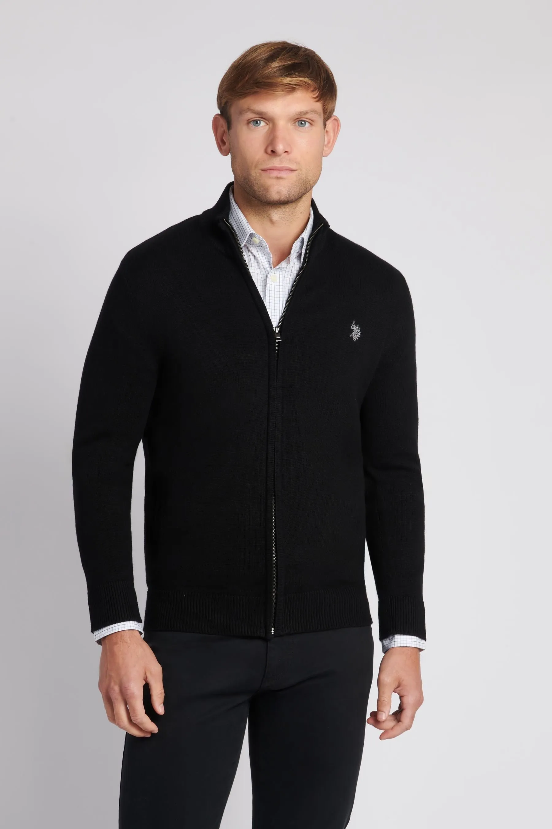 U.S. Polo Assn. Uomo - Nero lavorato a maglia - Cardigan