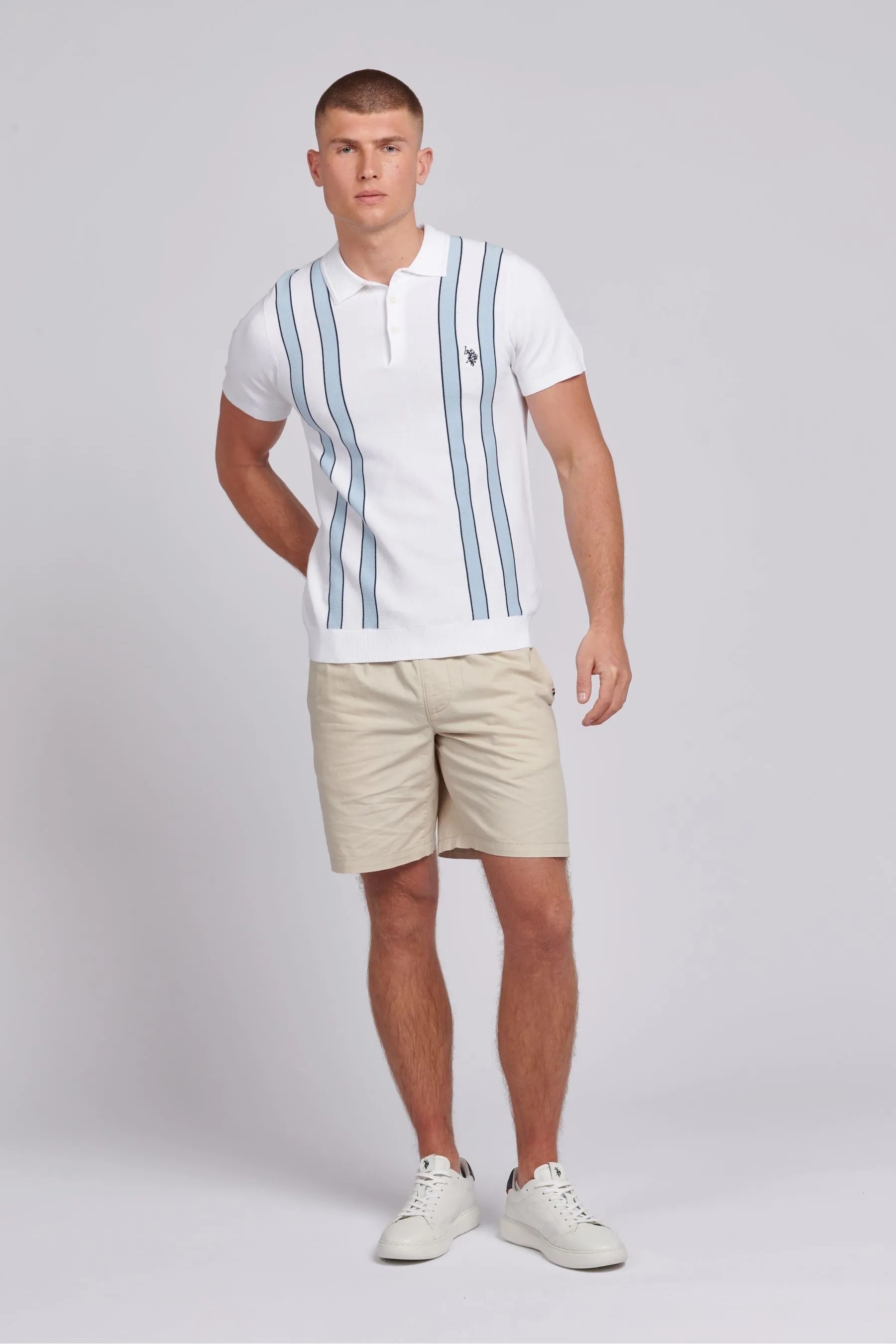 U.S. Polo Assn. Uomo regular Uomo - Bianco in maglia con A righe verticali - Polo