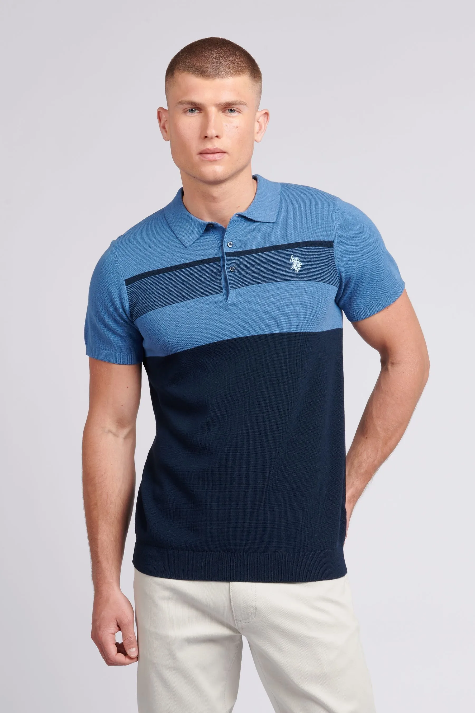 U.S. Polo Assn. Uomo regular Uomo - Blu vestibilità Blu - A righe - Polo lavorata a maglia