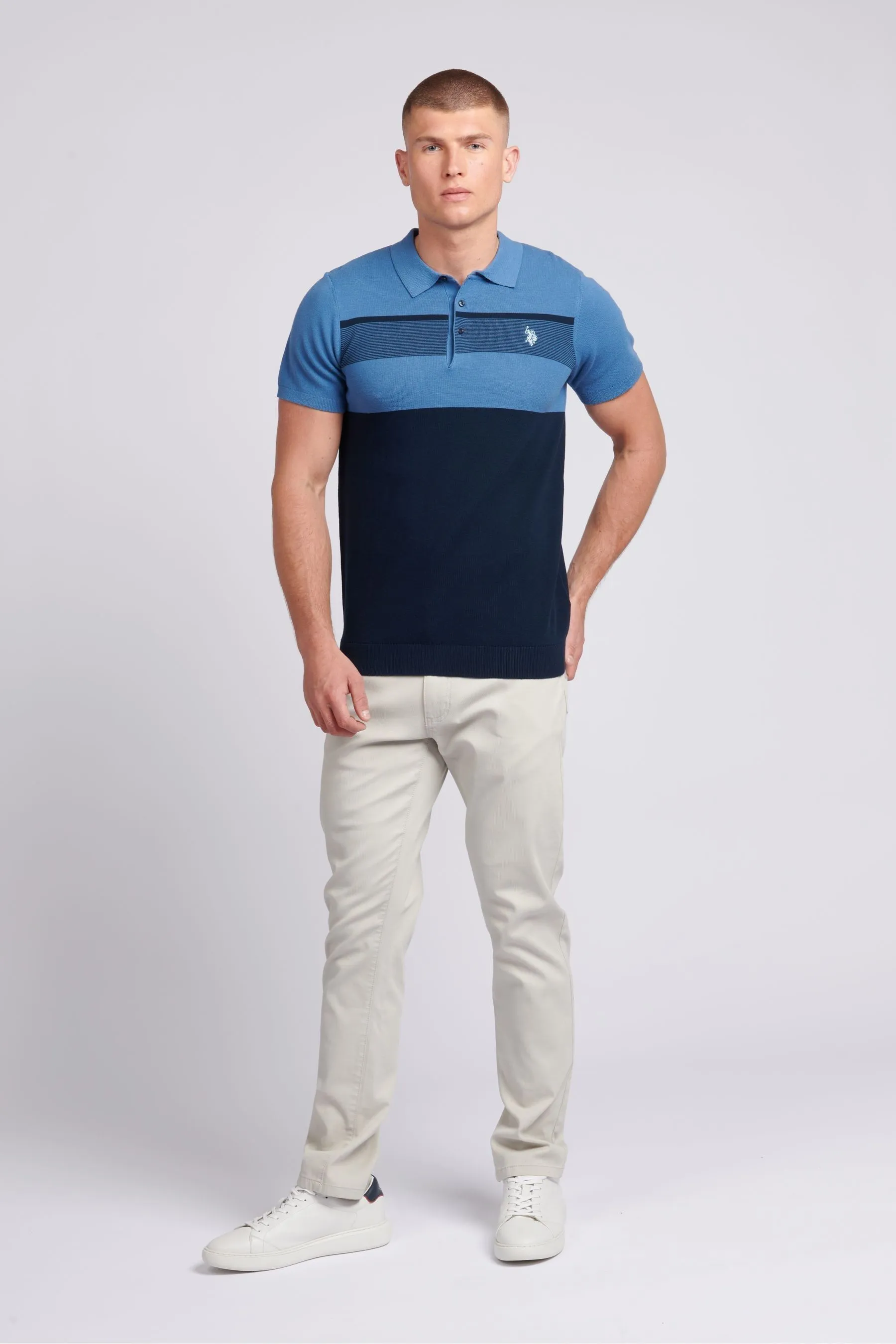 U.S. Polo Assn. Uomo regular Uomo - Blu vestibilità Blu - A righe - Polo lavorata a maglia