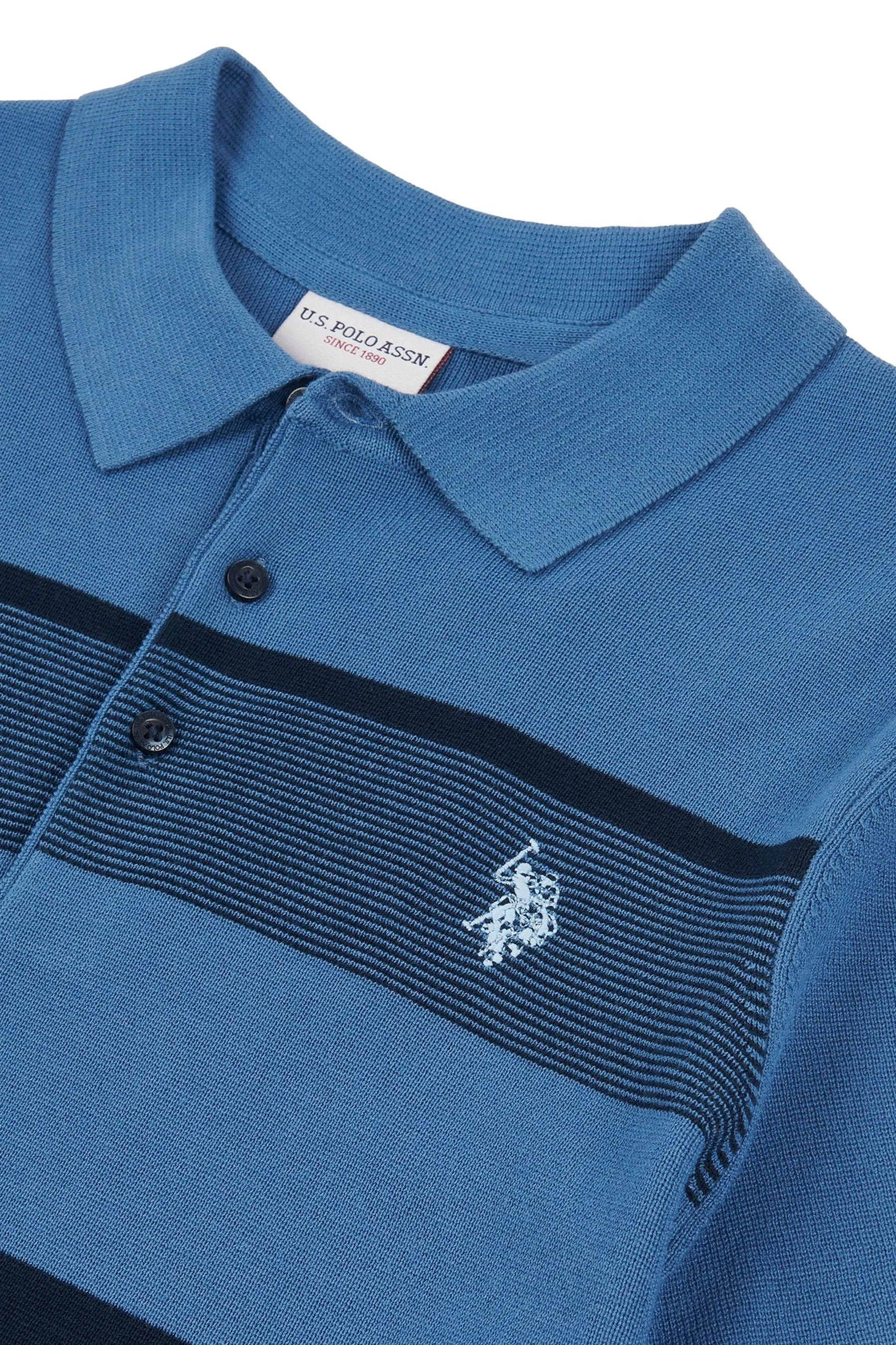 U.S. Polo Assn. Uomo regular Uomo - Blu vestibilità Blu - A righe - Polo lavorata a maglia