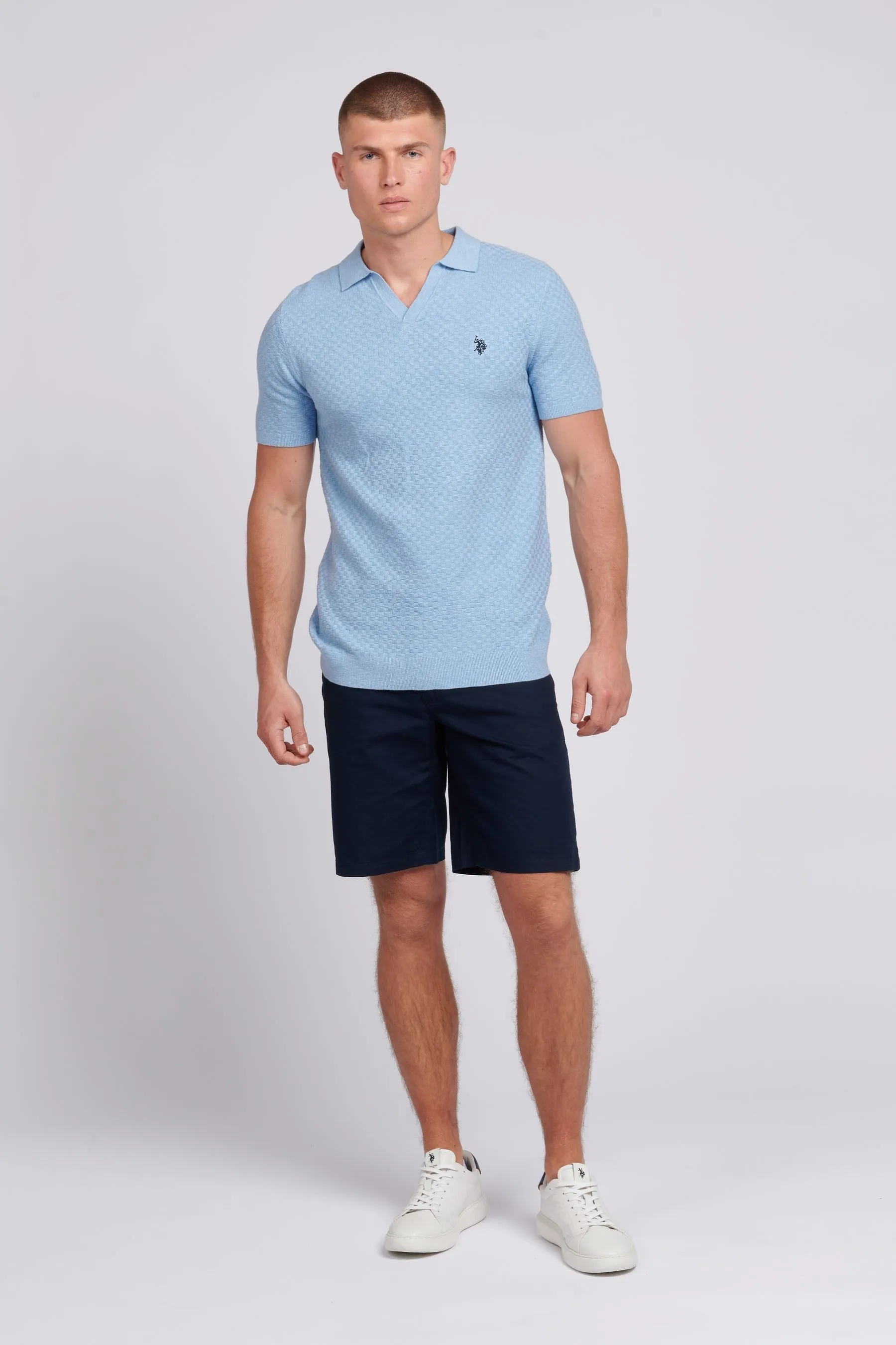 U.S. Polo Assn. Uomo regular Uomo - Blu vestibilità Blu - Polo in maglia testurizzata con rever