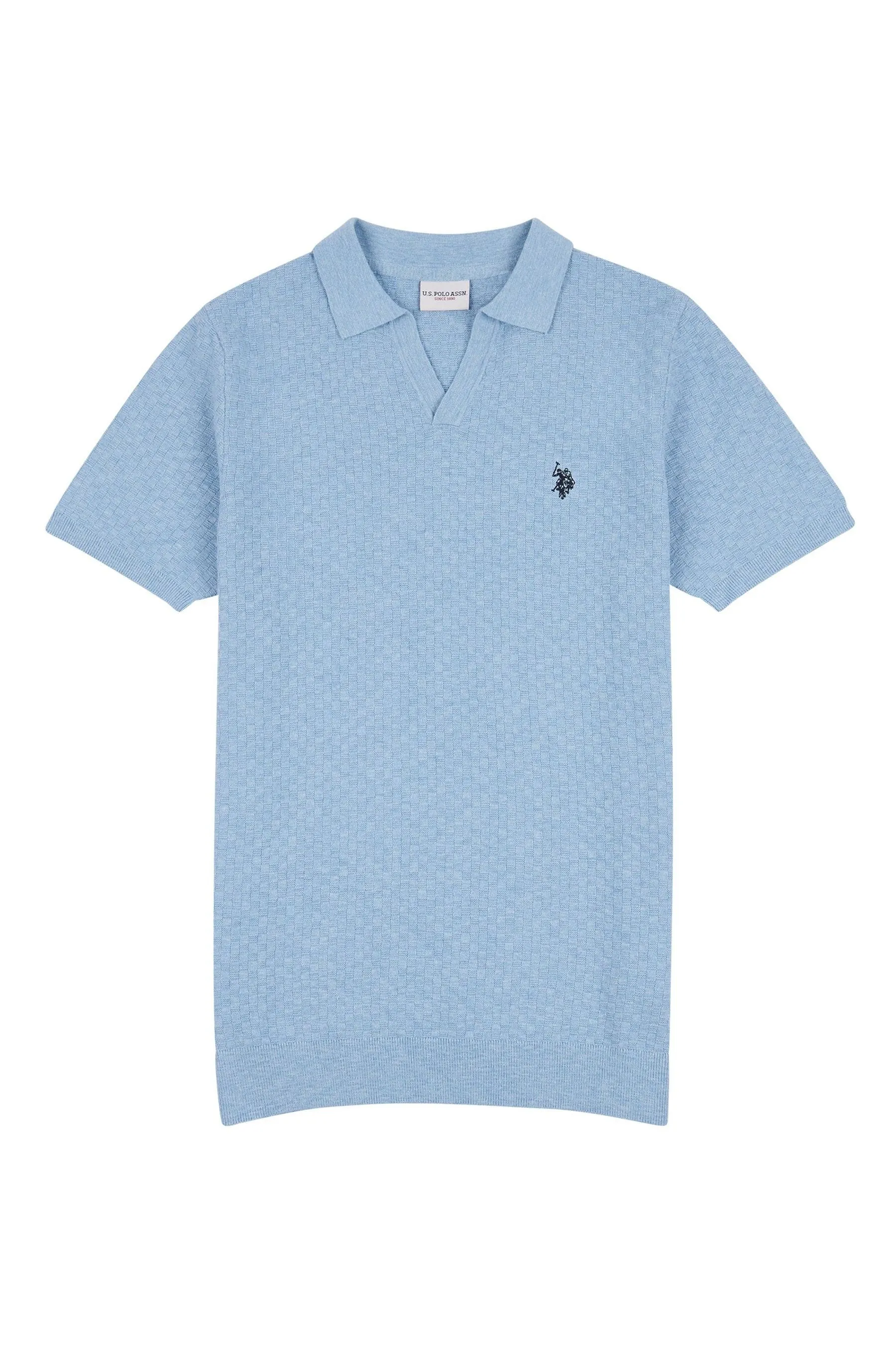 U.S. Polo Assn. Uomo regular Uomo - Blu vestibilità Blu - Polo in maglia testurizzata con rever