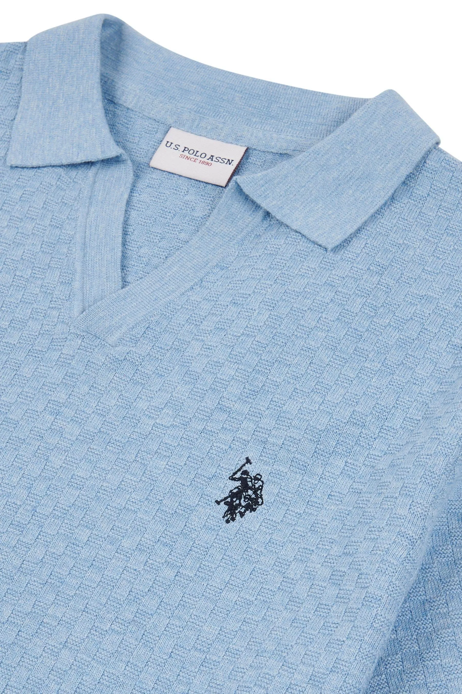 U.S. Polo Assn. Uomo regular Uomo - Blu vestibilità Blu - Polo in maglia testurizzata con rever