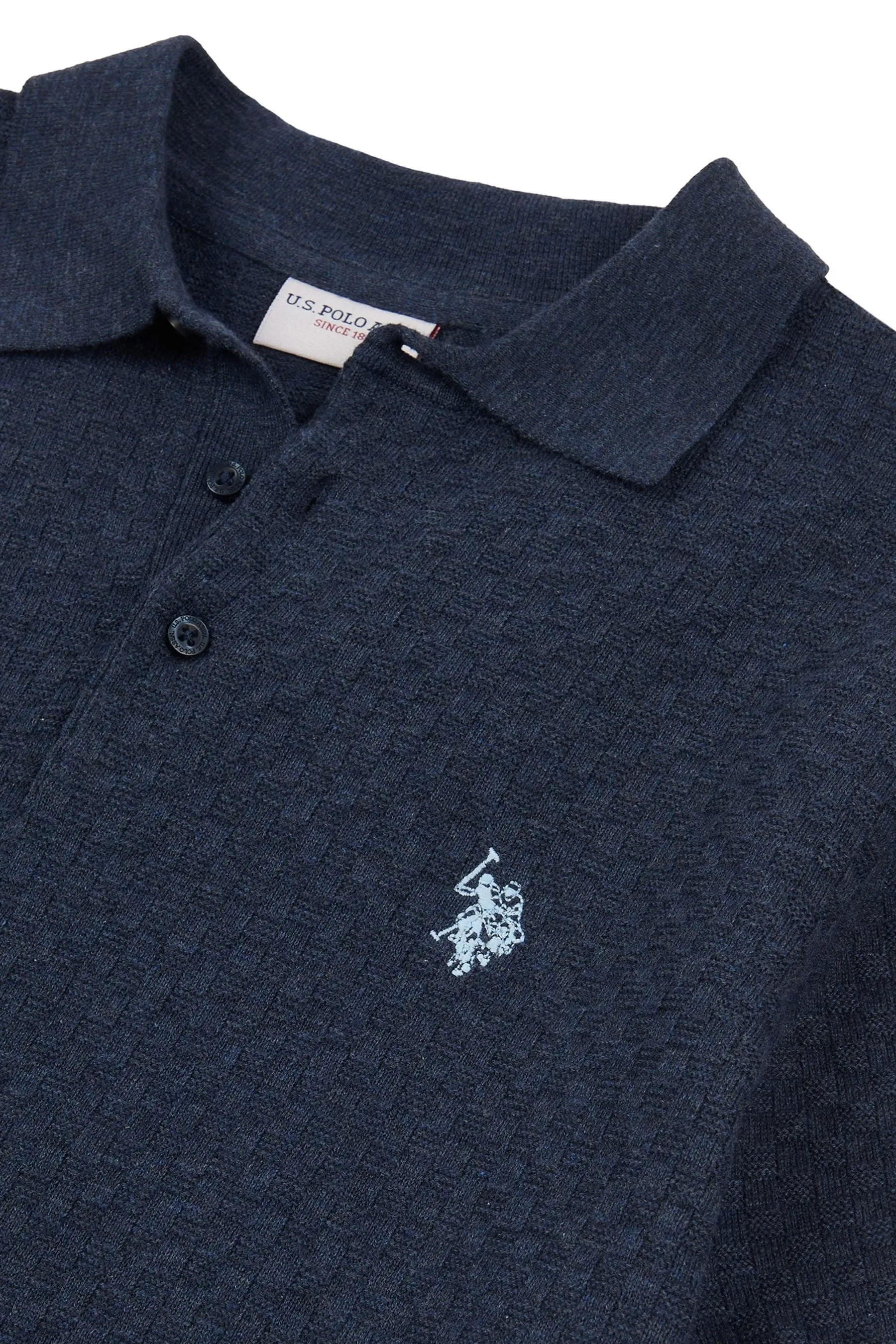 U.S. Polo Assn. Uomo regular Uomo - Blu vestibilità Blu - Polo in maglia testurizzata