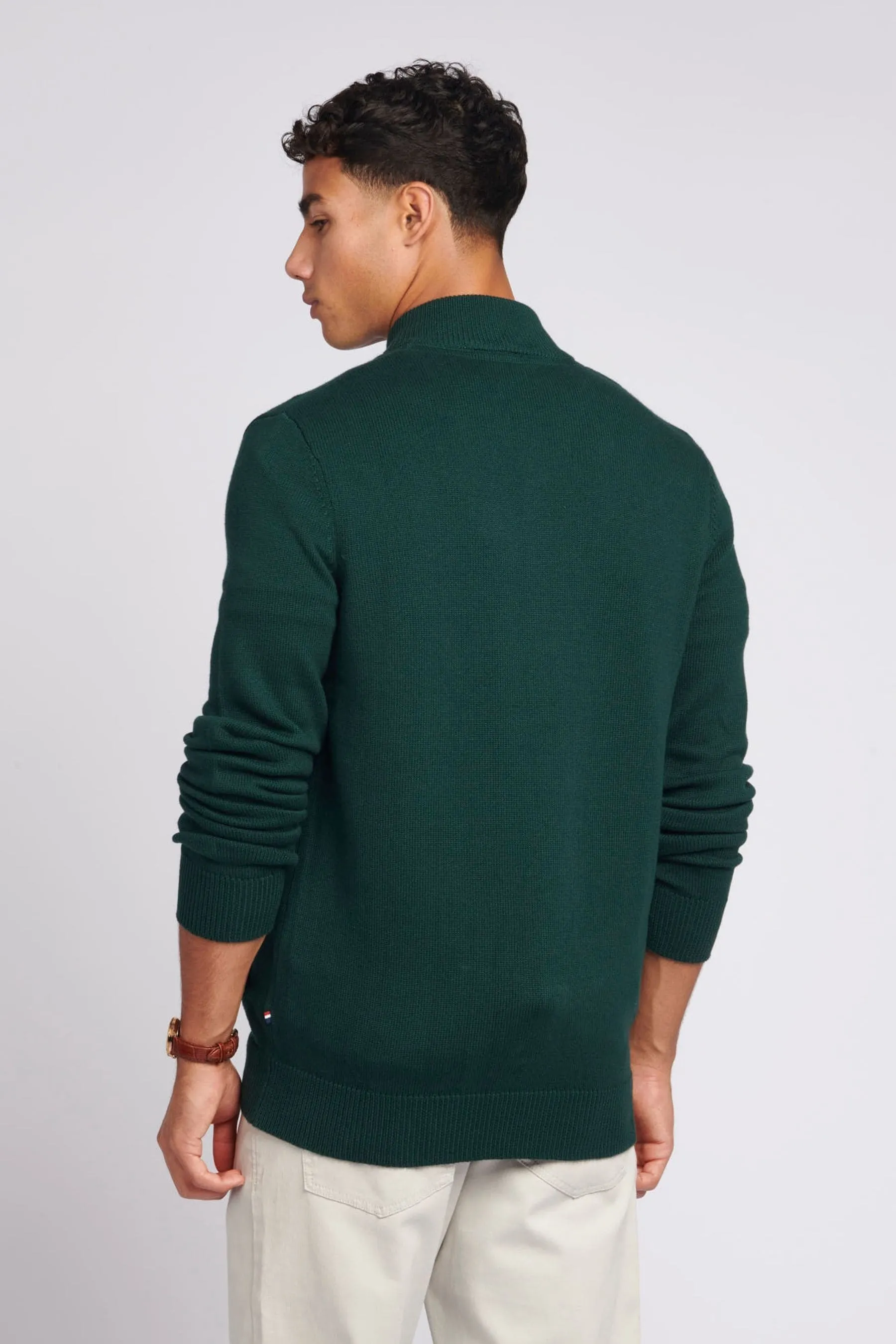 U.S. Polo Assn. Uomo Verde - Cardigan lavorato a maglia