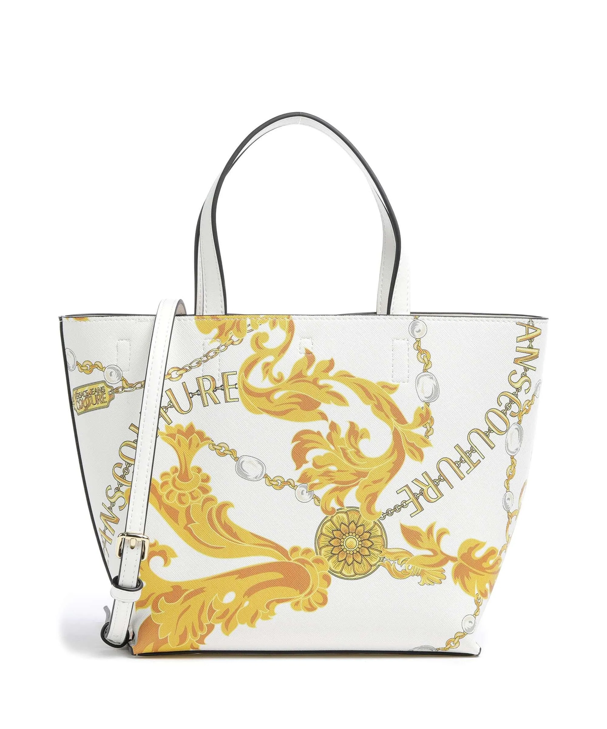  Versace Jeans Couture Reversible Shopper Borsa a mano pelle sintetica bianco  