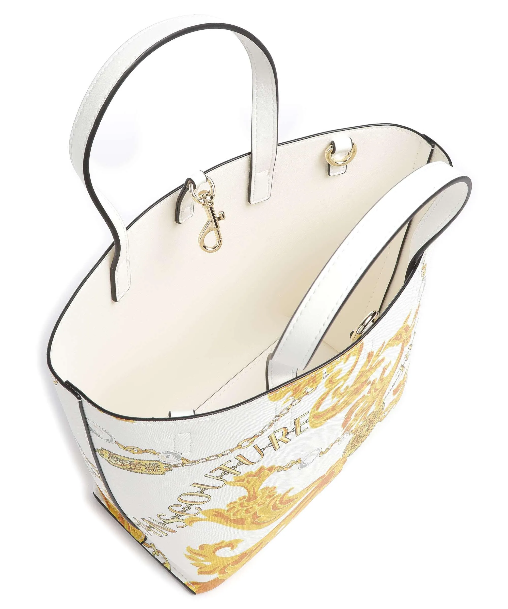  Versace Jeans Couture Reversible Shopper Borsa a mano pelle sintetica bianco  